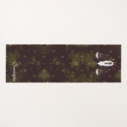 Weegschaal Zodiac Paarse Gouden Oosterse Bloem Yogamat (Voorkant (horizontaal))