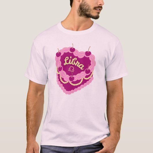Weegschaal Zodiac Pastel Hart Verjaardagstaart T-shirt (Voorkant)