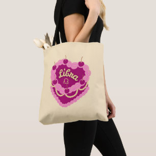 Weegschaal Zodiac Pastel Hart Verjaardagstaart Tote Bag