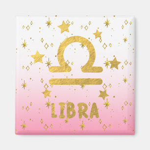 Weegschaal Zodiac Roze en Gouden Magneet