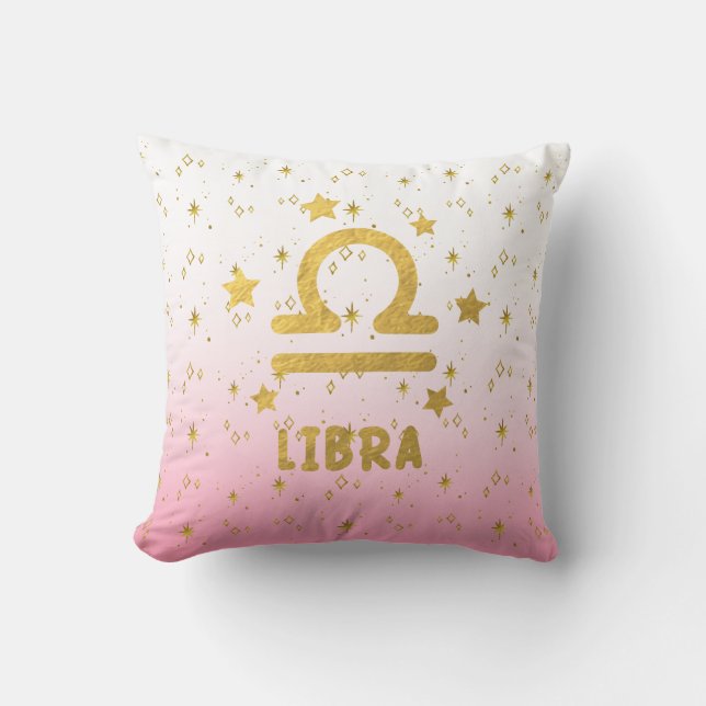 Weegschaal Zodiac Roze en Gouden Sierkussen (Voorkant)