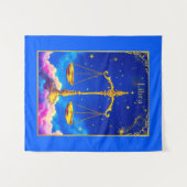 Weegschaal Zodiac Scales in een met sterren gevuld Wandkleed (Voorkant (horizontaal))