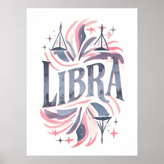  Weegschaal Zodiac Sign grillige illustratie Poster (Voorkant)
