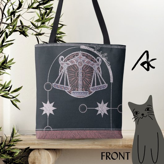 Weegschaal Zodiac Teken Roze en Blauwe Mandala Tote Bag