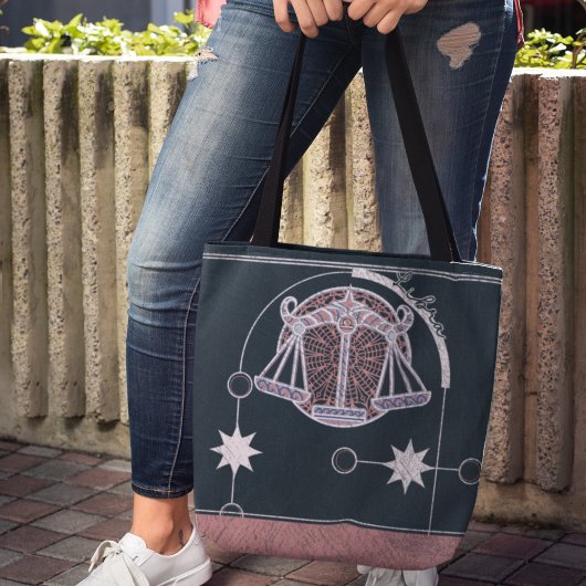 Weegschaal Zodiac Teken Roze en Blauwe Mandala Tote Bag