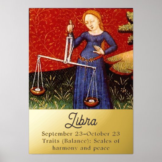 Weegschaal Zodiac Teken Schalen Verjaardagsfeest Folie Afdrukken (Voorkant)