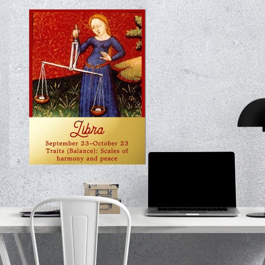 Weegschaal Zodiac Teken Schalen Verjaardagsfeest Folie Afdrukken