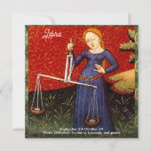 Weegschaal Zodiac Teken Schalen Verjaardagsfeest Kaart (Voorkant)