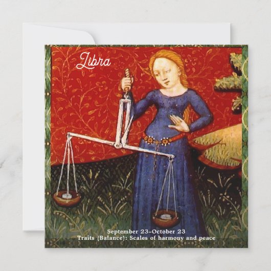 Weegschaal Zodiac Teken Schalen Verjaardagsfeest Kaart (Voorkant)