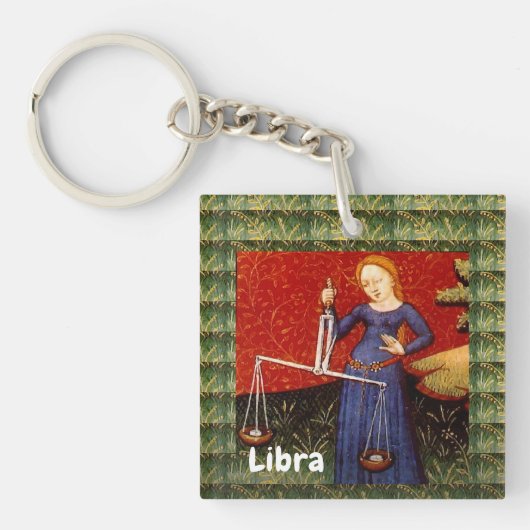 Weegschaal Zodiac Teken Schalen Verjaardagsfeest Sleutelhanger (voorkant)