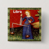 Weegschaal Zodiac Teken Schalen Verjaardagsfeest Vierkante Button 5,1 Cm (Voorkant)