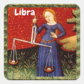 Weegschaal Zodiac Teken Schalen Verjaardagsfeest Vierkante Sticker (Voorkant)