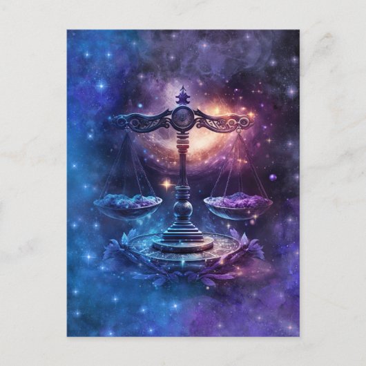 Weegschaal Zodiac Teken Waterverf Ontwerp Briefkaart (Voorkant)
