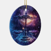 Weegschaal Zodiac Teken Waterverf Ontwerp Keramisch Ornament (Rechts)