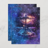 Weegschaal Zodiac Teken Waterverf Ontwerp Notitiekaartje (Voorkant / Achterkant)