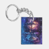 Weegschaal Zodiac Teken Waterverf Ontwerp Sleutelhanger (Voorkant Links)