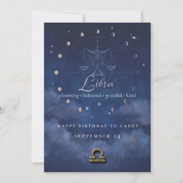 Weegschaal Zodiac Verjaardagsuitnodiging Kaart