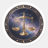 Weegschaal Zodiac Weegschaal Ronde Sticker (Voorkant)