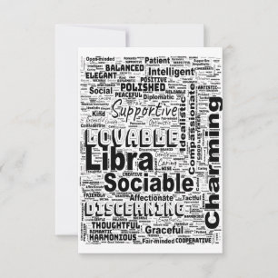 Weegschaal Zodiac Word Cloud Inspiratie Groet Kaart