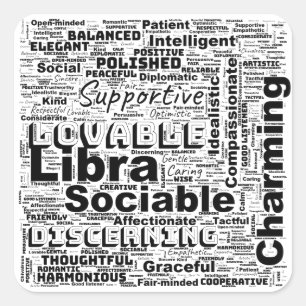 Weegschaal Zodiac Word Cloud Inspiratie Vierkante Sticker