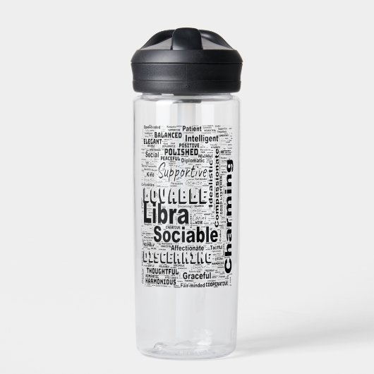Weegschaal Zodiac Word Cloud Inspiratie Waterfles (Voorkant)