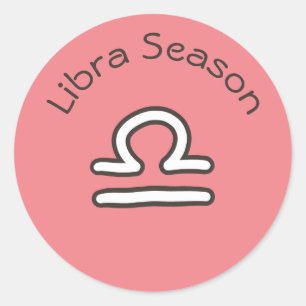 Weegseizoen Astrologie Zodiac Sign Pink Ronde Sticker