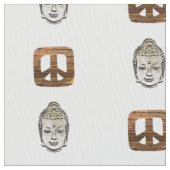 Weegvloed en Sephia Buddha Print Fabric Stof (Close Up)