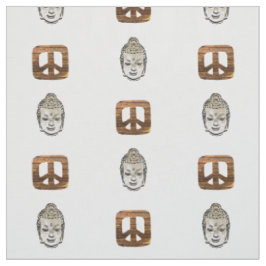 Weegvloed en Sephia Buddha Print Fabric Stof