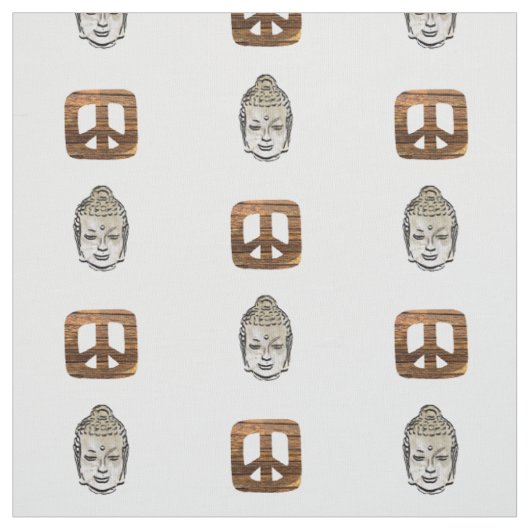 Weegvloed en Sephia Buddha Print Fabric Stof (Swatch)