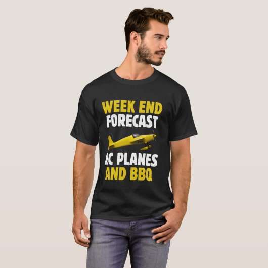 Week End Forecast RC Vliegtuigen en BBQ Barbecue T-shirt (Voorkant volledig)