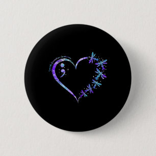 Week van de Preventie van Zelfmoord Hart Puntkomma Ronde Button 5,7 Cm