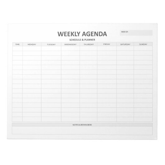 Weekagenda Opmerking Pad Notitieblok (Voorkant)