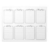 Weekblad Eenvoudige witte bewerkbare tekst Notitieblok (Voorkant)