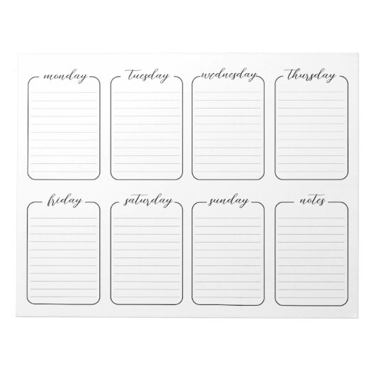 Weekblad Eenvoudige witte bewerkbare tekst Notitieblok (Voorkant)