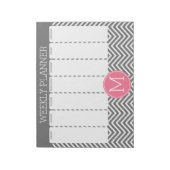 Weekblad Gray & Roze Chevrons met monogram Notitieblok (Linkerzijde)