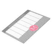 Weekblad Gray & Roze Chevrons met monogram Notitieblok (Schuin)