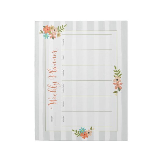 Weekblad grijze streep notitieblok (Linkerzijde)