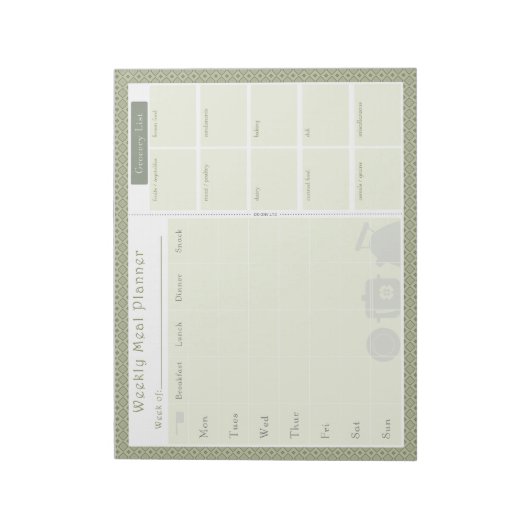 Weekblad Meal Planner Green Diamond Notitieblok (Linkerzijde)