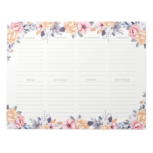 Weekblad Planner Girl Floral Waterverf Notitieblok (Voorkant)