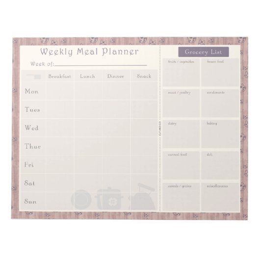 Weekblad Planner Mauve Kitty Cat Notitieblok (Voorkant)