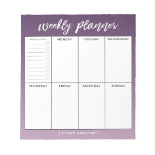 Weekblad Planner Modern Script Paars Ombre Notitieblok