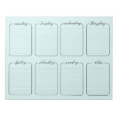 Weekblad Simple White Editable Text Mint Notitieblok (Voorkant)