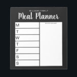 Weekblad voor familie notitieblok<br><div class="desc">Gepersonaliseerde wekelijkse maaltijdplanner van de Familie. Creëer een aangepaste weekplanner voor je keuken. Ruimte om maaltijdplannen te schrijven voor elke dag van de week. Voeg ook boodschappen en nog veel meer toe aan de organisator van de boodschappenlijst. Biedt een modern,  minimalistisch zwart-wit ontwerp en een  kalligrafiekscript.</div>
