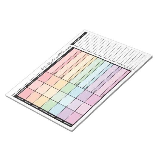 Weekblad voor regenboogstralen met lijst van kerne notitieblok (Schuin)