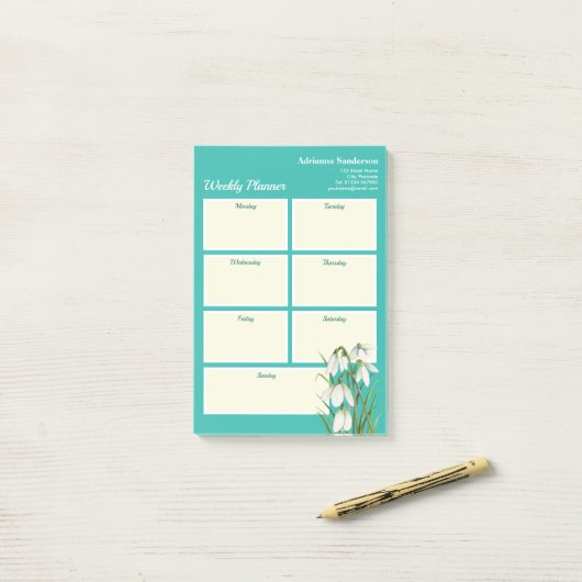 Weekblad Witte sneeuw laat Waterverf vallen Post-it® Notes (Op bureau)