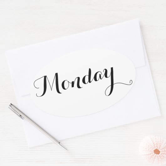 Weekdag Stickers: Maandag Ovale Sticker (Envelop)