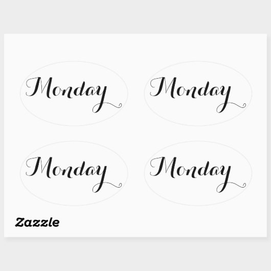Weekdag Stickers: Maandag Ovale Sticker (Vel)