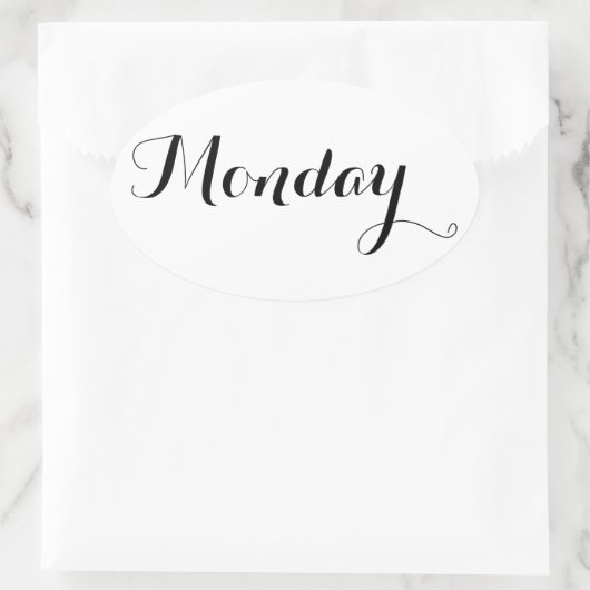 Weekdag Stickers: Maandag Ovale Sticker (Tas)