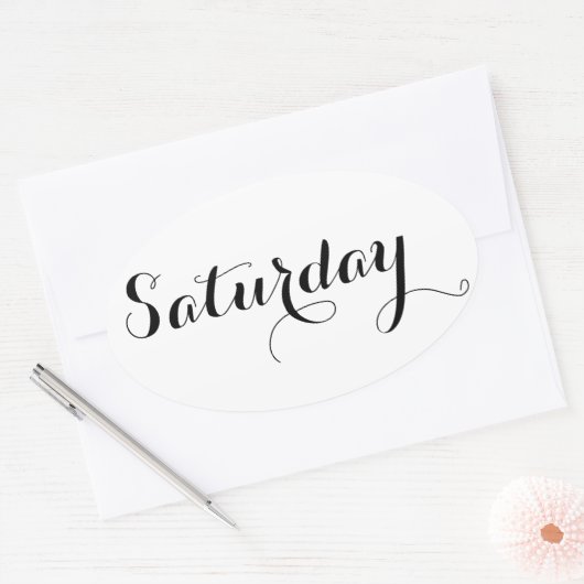 Weekdag Stickers: Zaterdag Ovale Sticker (Envelop)