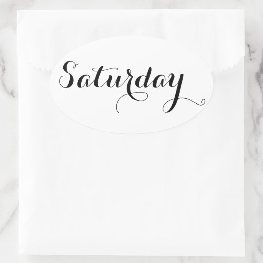 Weekdag Stickers: Zaterdag Ovale Sticker (Tas)
